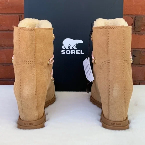 SOREL Joan of Arctic Wedge III Lace Cozy Boots Waterproof Leather Fleece - Picture 5 of 11